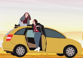 自驾游卡通人物设计图片